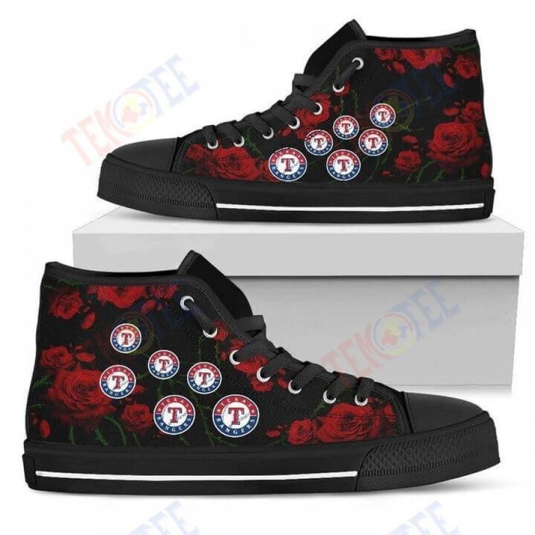 Mens Womens Lovely Rose Thorn Incredible Texas Rangers High Top Shoes