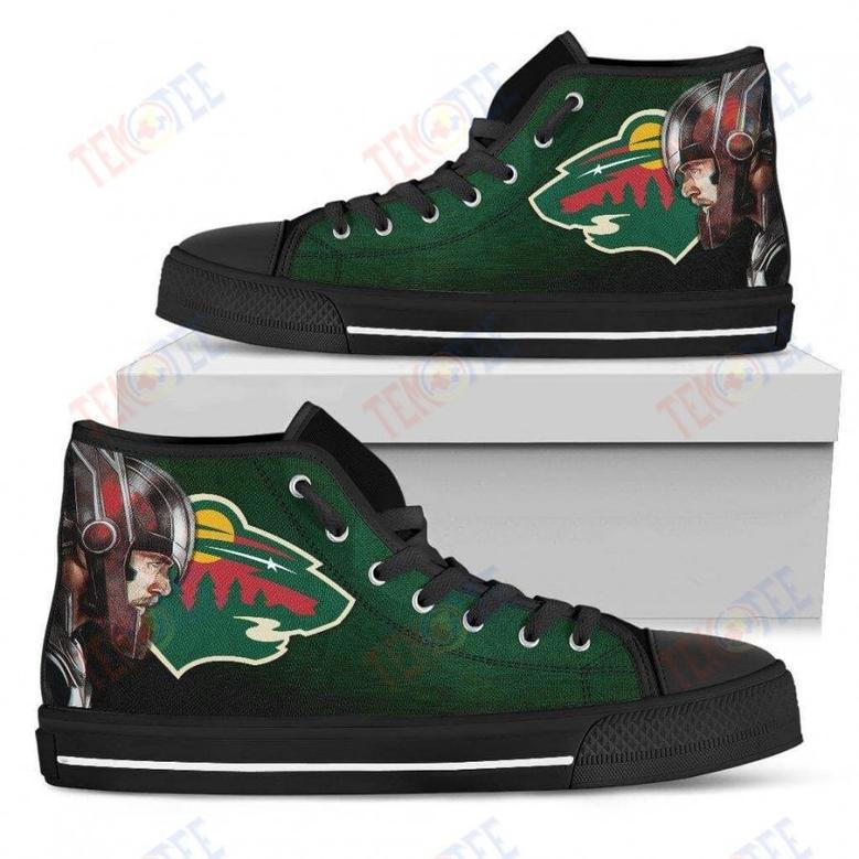 Mens Womens Minnesota Wild High Top Shoes Thor Head Beside Shoes