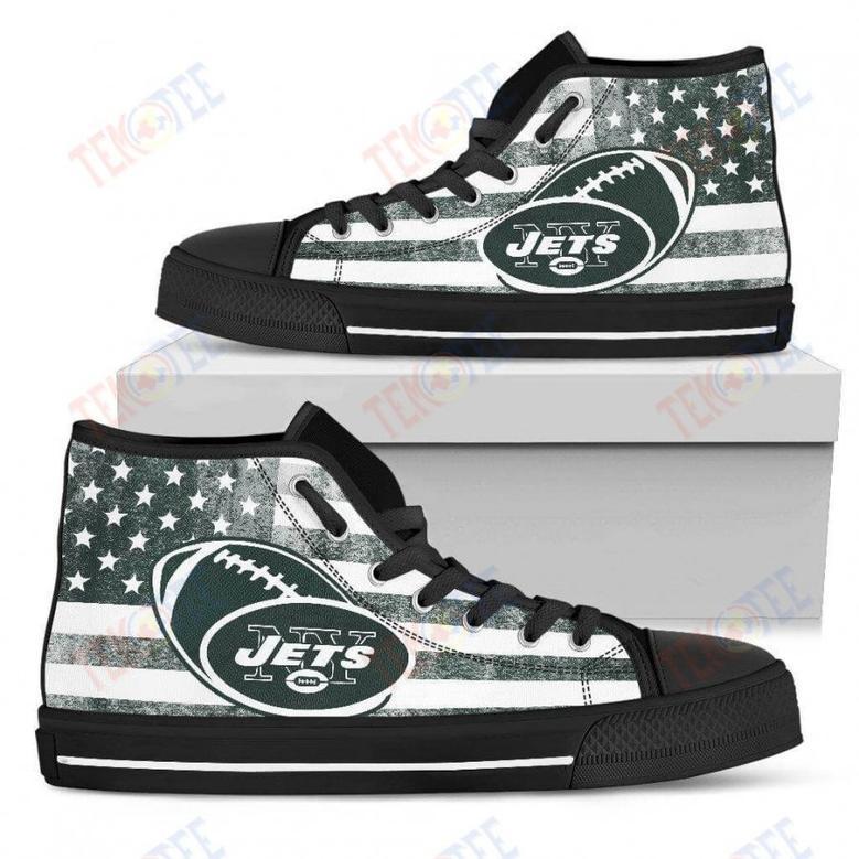 Mens Womens New York Jets High Top Shoes Flag Rugbytop Quality