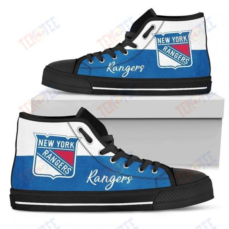 Mens Womens New York Rangers High Top Shoes Divided Colours Stunning