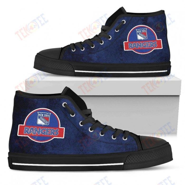 Mens Womens New York Rangers High Top Shoes Jurassic Parktop Quality