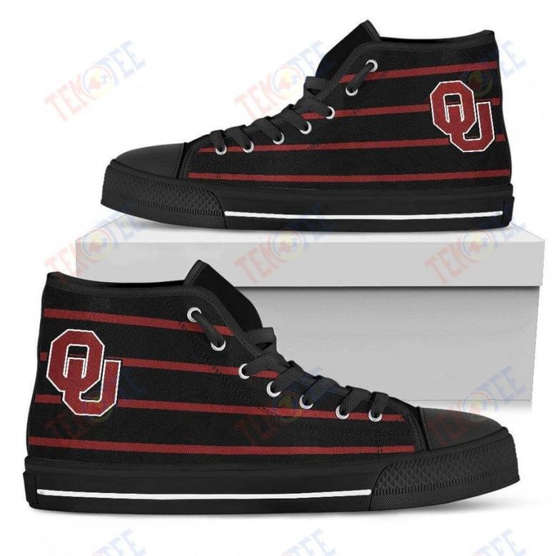 Mens Womens Oklahoma Sooners High Top Shoes Edge Straight Perfect Circle Shoes