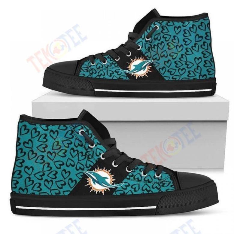 Mens Womens Perfect Cross Color Absolutely Nice Miami Dolphins High Top Shoes