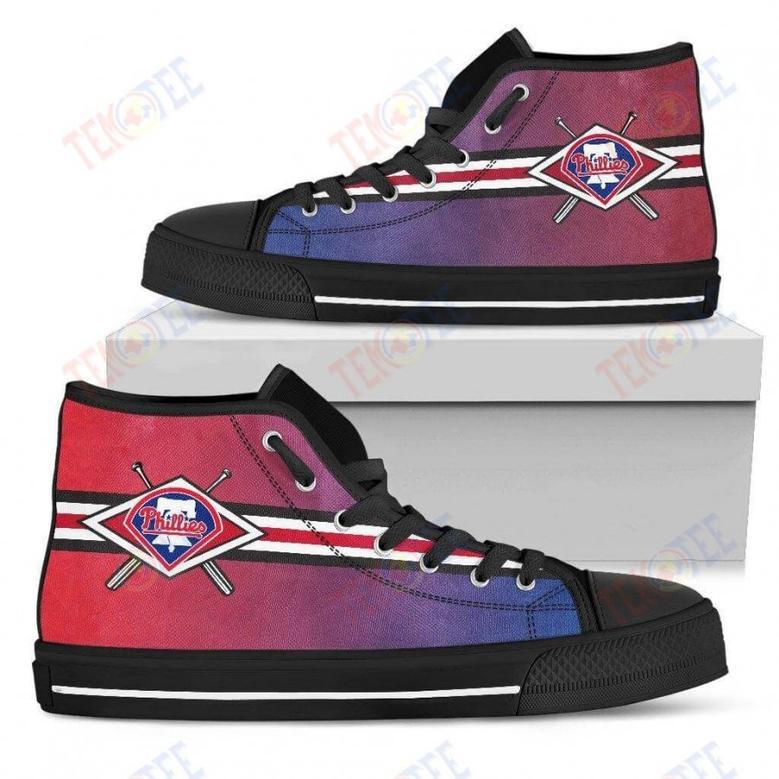 Mens Womens Philadelphia Phillies High Top Shoes Double Stick Check Shoes