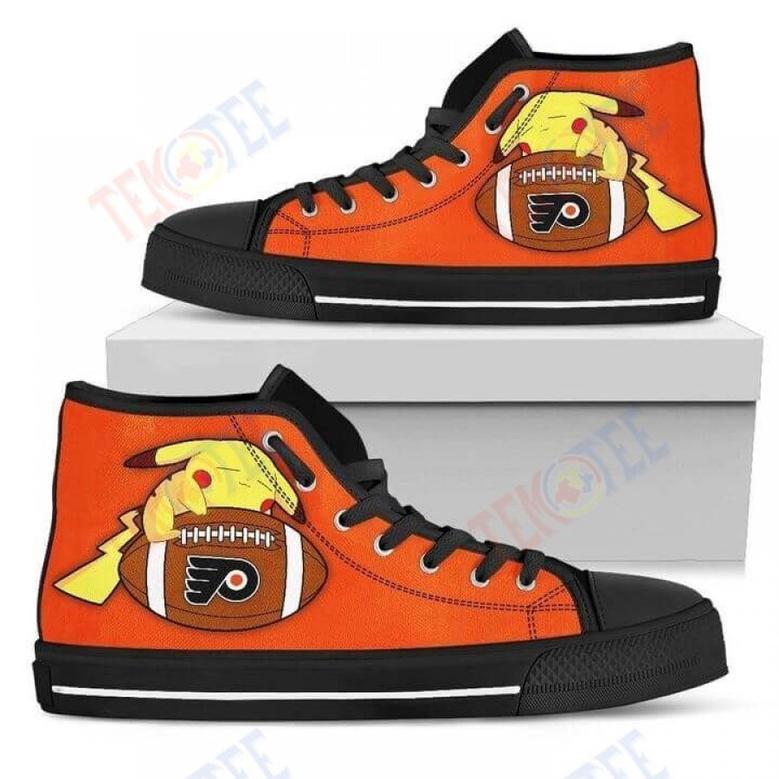 Mens Womens Pikachu Laying On Ball Philadelphia Flyers High Top Shoes