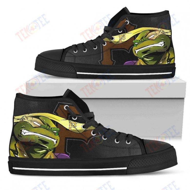 Mens Womens Pittsburgh Pirates Turtle Ninja High Top Shoes Printable