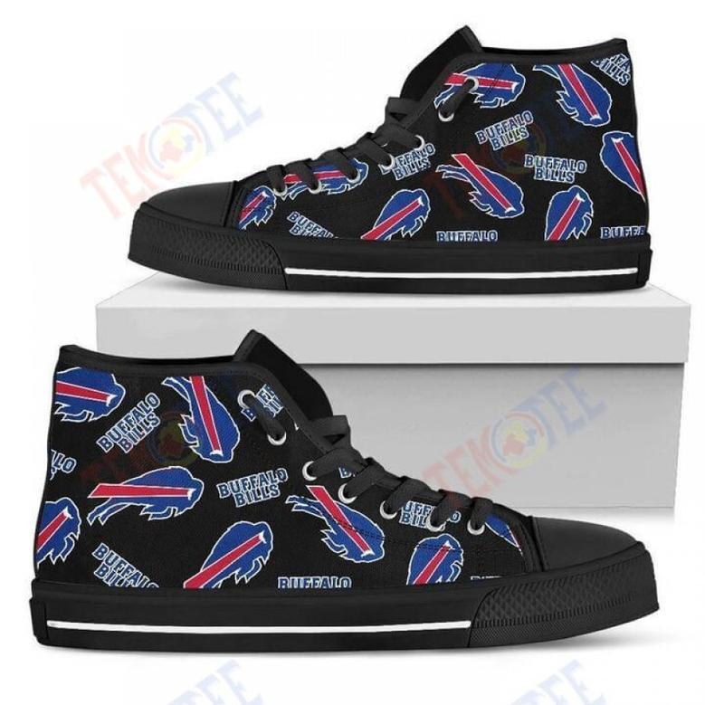 Mens Womens Script Logo Pattern Buffalo Bills High Top Shoes