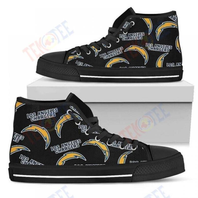 Mens Womens Script Logo Pattern Los Angeles Chargers High Top Shoes