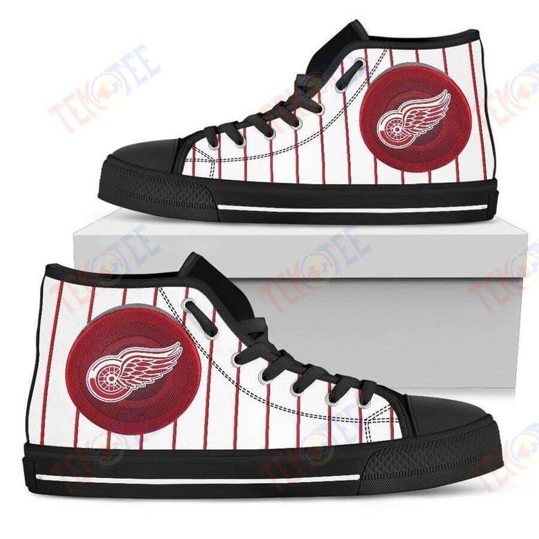 Mens Womens Straight Line With Deep Circle Detroit Red Wings High Top Shoes