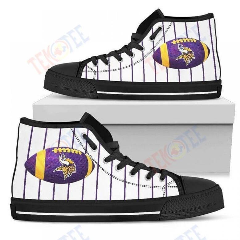 Mens Womens Straight Line With Deep Circle Minnesota Vikings High Top Shoes