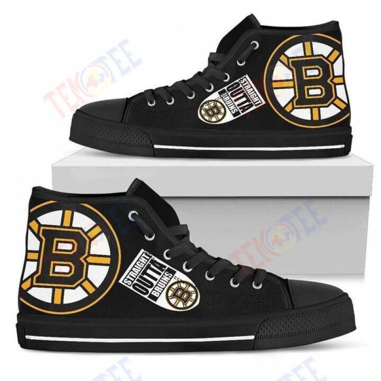 Mens Womens Straight Outta Boston Bruins High Top Shoes