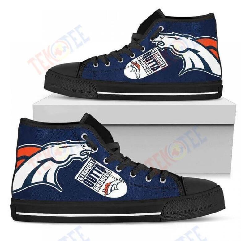 Mens Womens Straight Outta Denver Broncos High Top Shoes