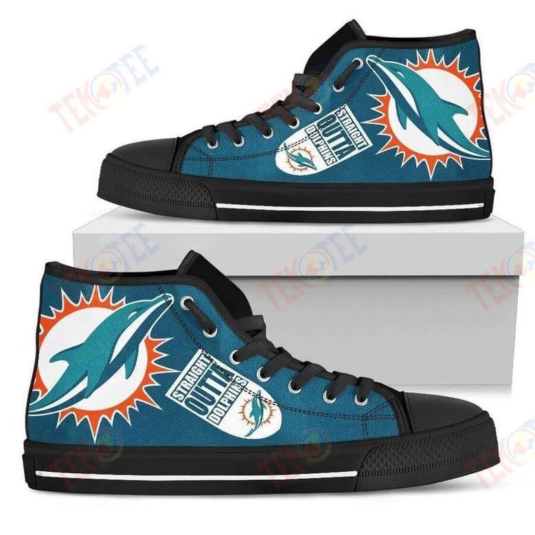 Mens Womens Straight Outta Miami Dolphins High Top Shoes