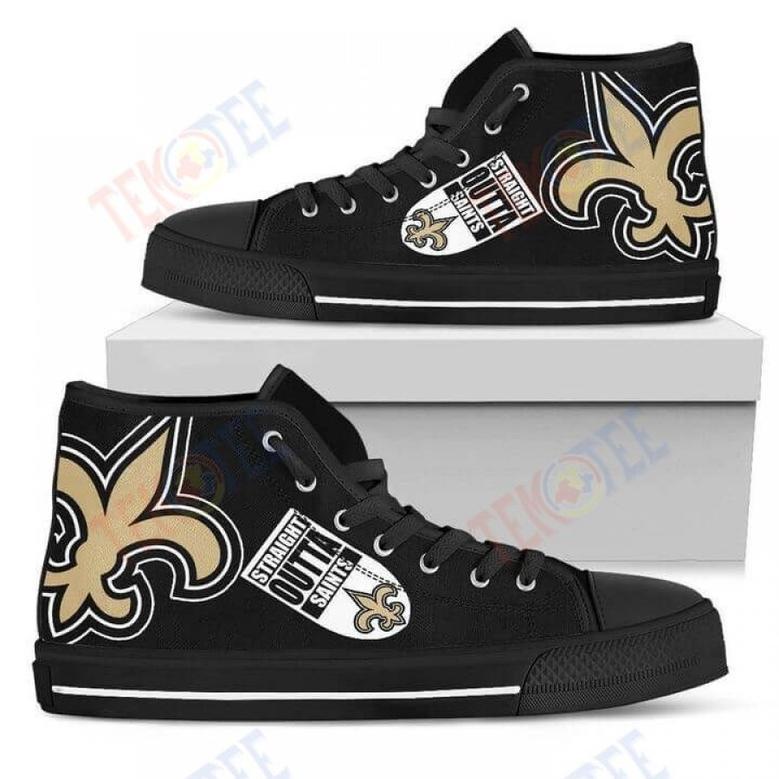 Mens Womens Straight Outta New Orleans Saints High Top Shoes