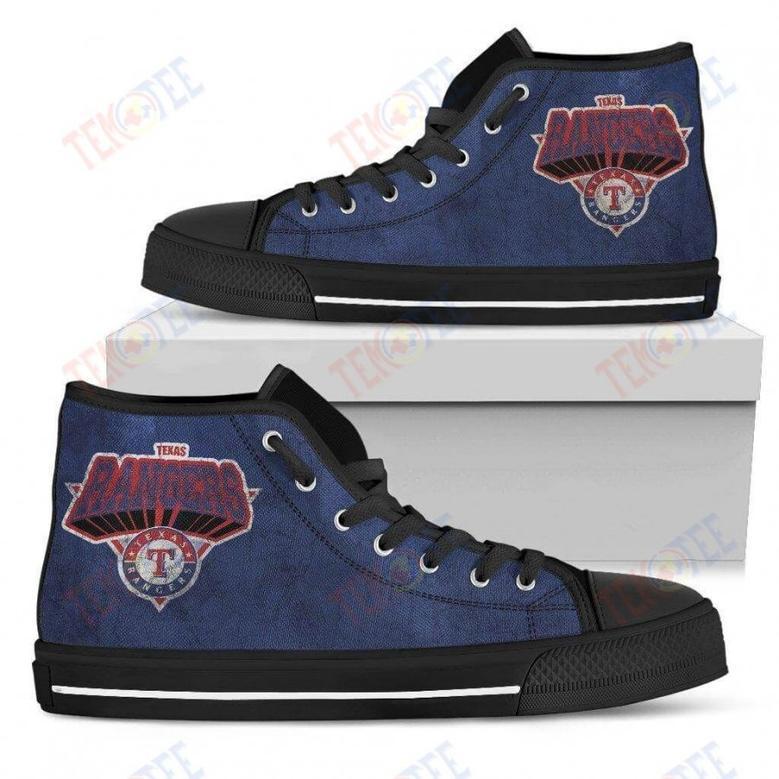 Mens Womens Texas Rangers High Top Shoes Simple Logoshoes