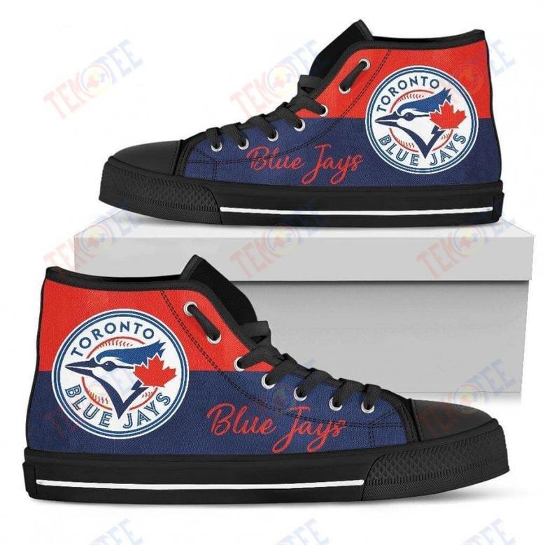 Mens Womens Toronto Blue Jays High Top Shoes Divided Colours Stunning