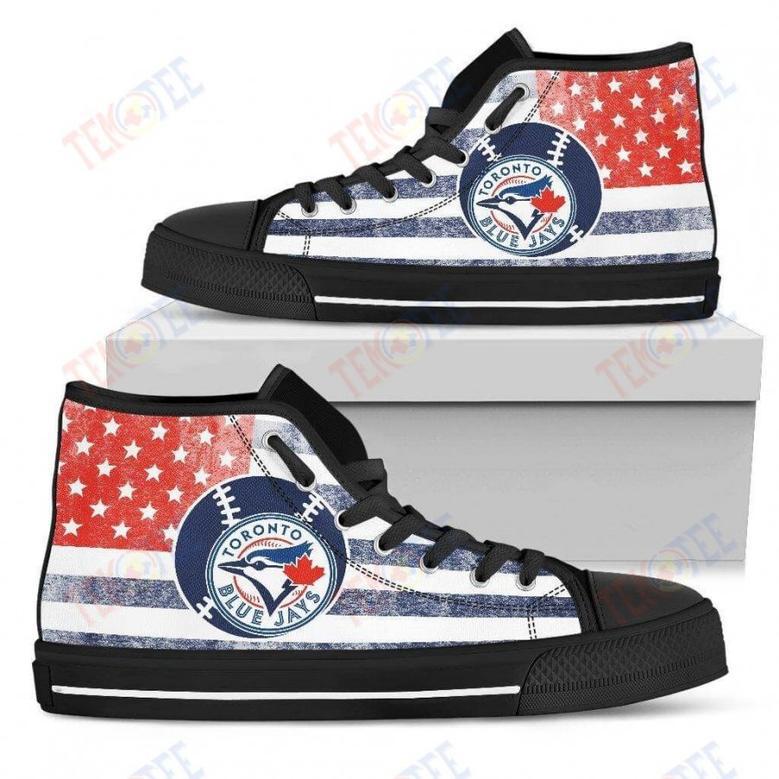 Mens Womens Toronto Blue Jays High Top Shoes Flag Rugbytop Quality