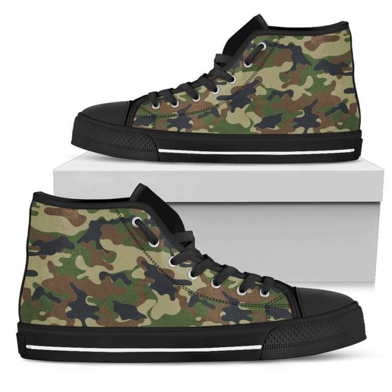 Military Green Camouflage Print Men's High Top Shoes