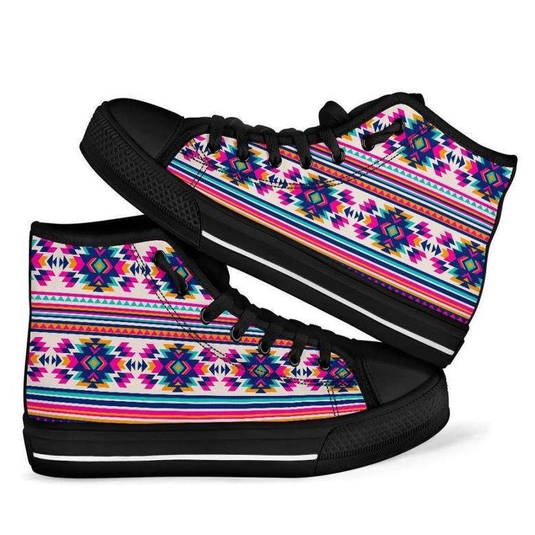 Navajo Native American Indians Aztec Tribal Print Men Women's High Top Shoes