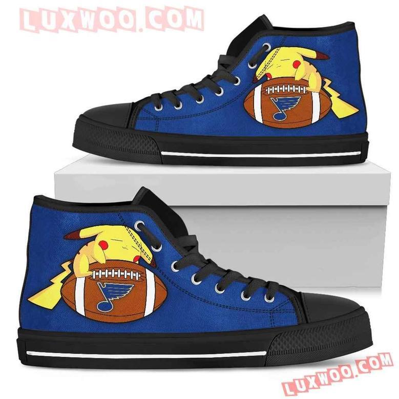 Nice Pikachu Laying On Ball St Louis Blues High Top Shoes Sport Sneakers