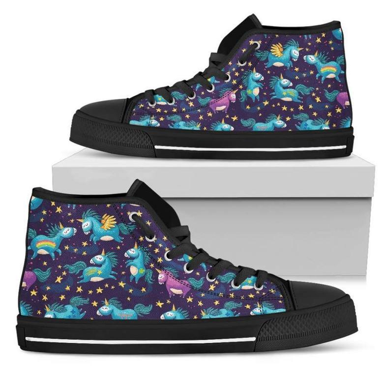 Night Star Unicorn Pattern Print Women's High Top Shoes