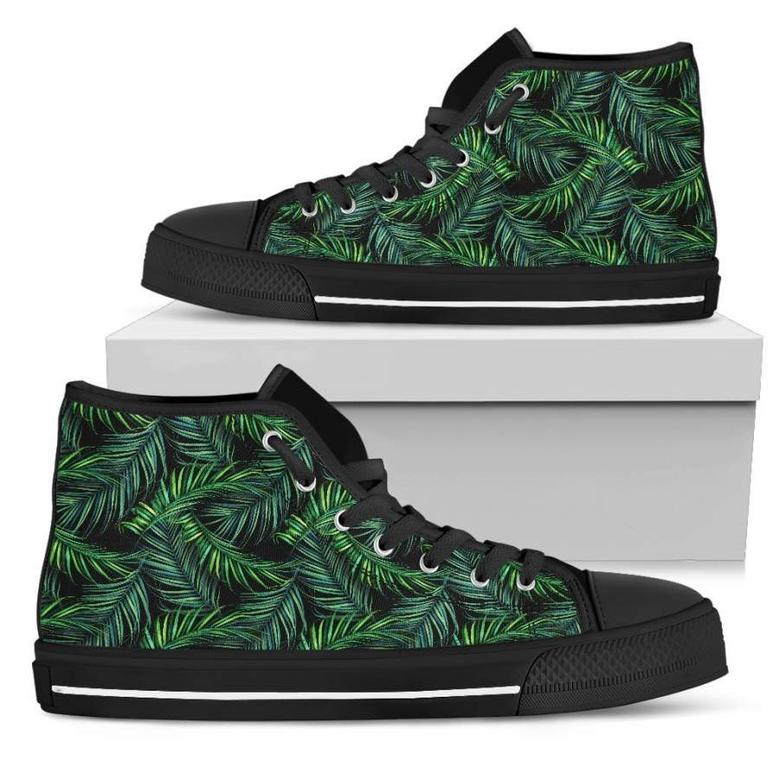 Night Tropical Palm Leaves Women's High Top Shoes