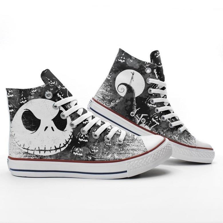 Nightmare Before Christmas Custom Sneakers Tim Burton Jack Skellington Shoes Christmas High Top