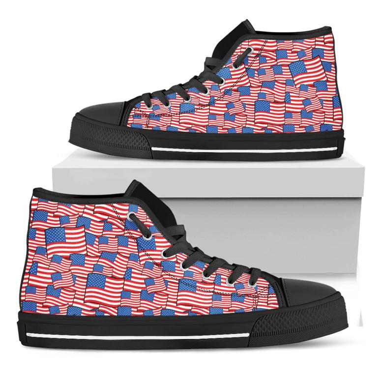 Of July Usa Flag Black High Top Shoes