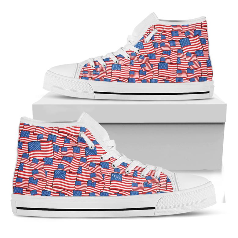 Of July Usa Flag White High Top Shoes