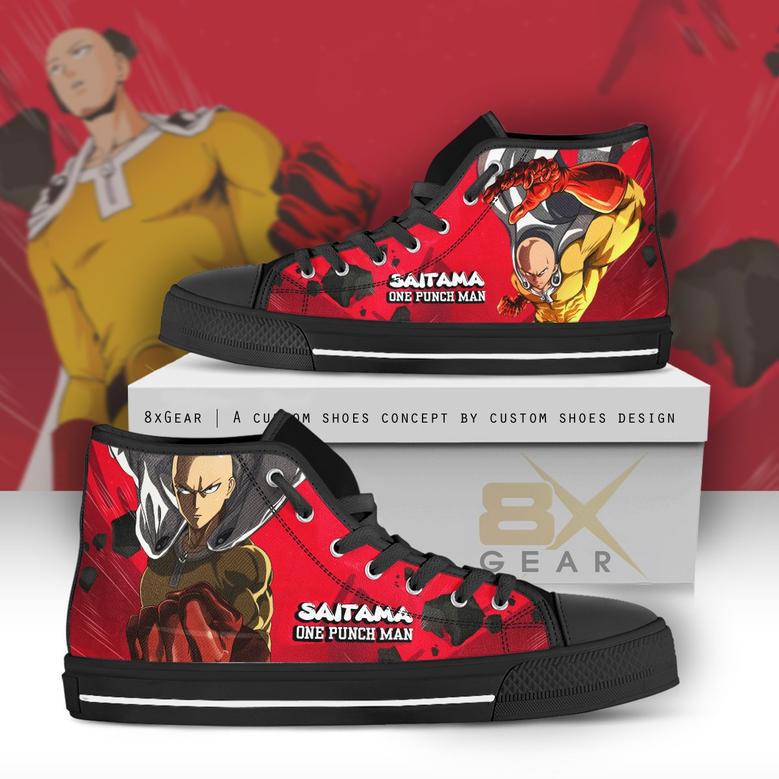 One Punch Man High Top Shoes Saitama Cold Eyes Anime