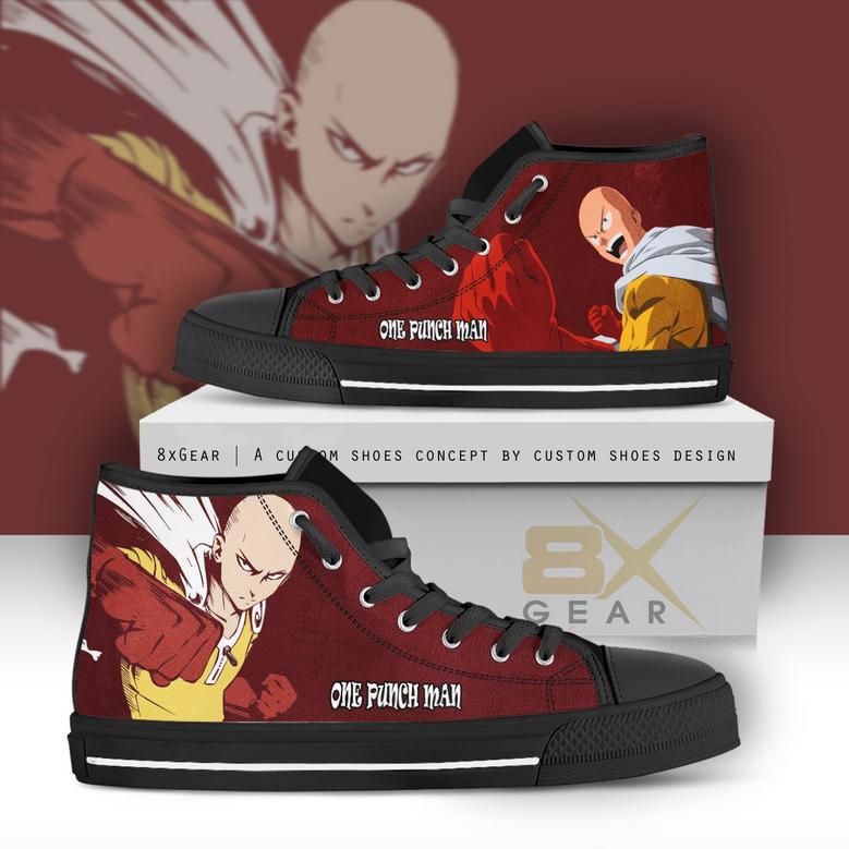 One Punch Man High Top Shoes Saitama Powerful Fist Anime