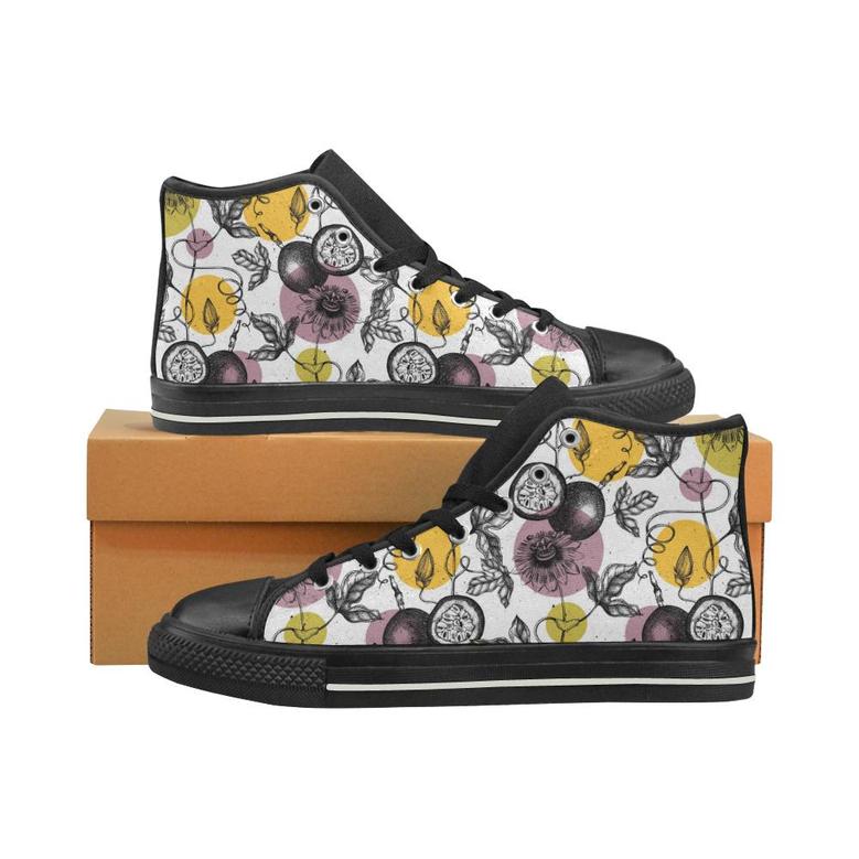 Passion Fruit Pattern Background Women's High Top Shoes Black