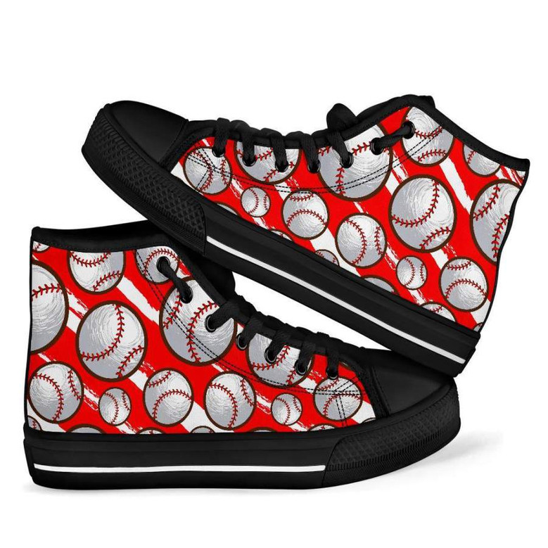 Pattern Print Softball Men Women's High Top Shoes