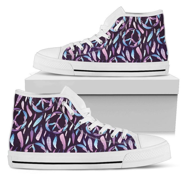 Peace Sign Feather Design Print Women High Top Shoes