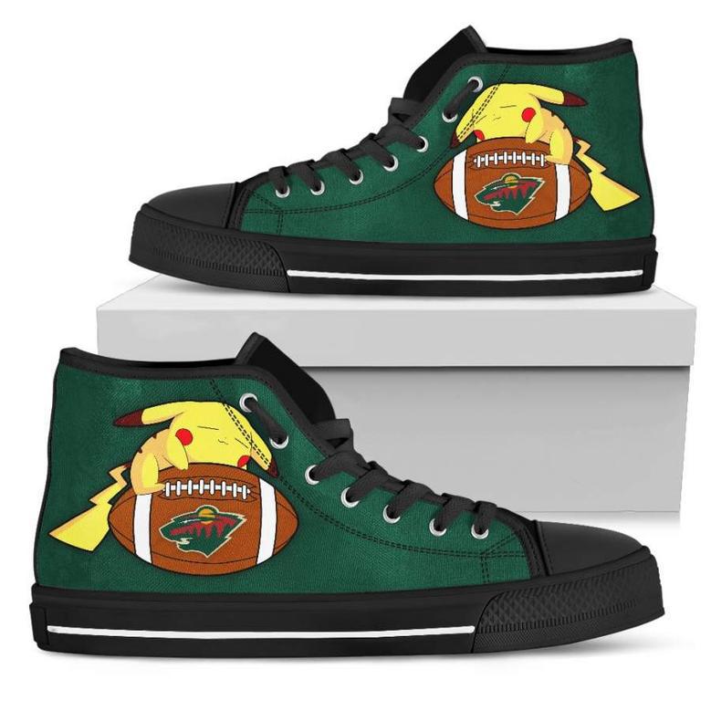 Pikachu Laying On Ball Minnesota Wild High Top Shoes