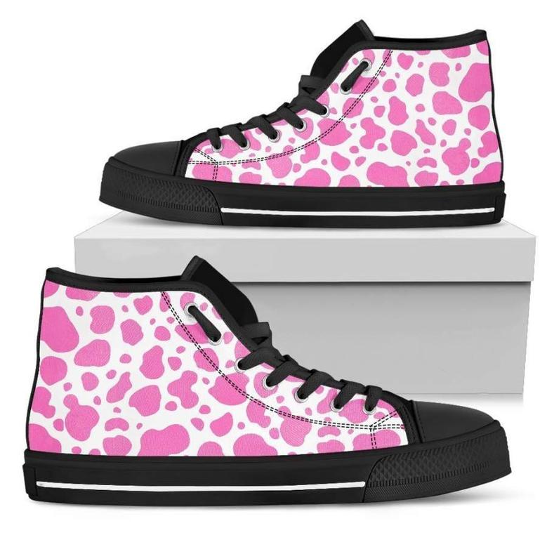 Pink And White Cow Print Women's High Top Shoes