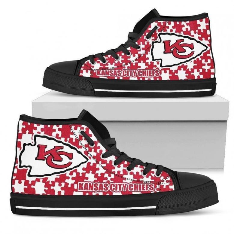 Puzzle Logo With Kansas City Chiefs High Top Shoes