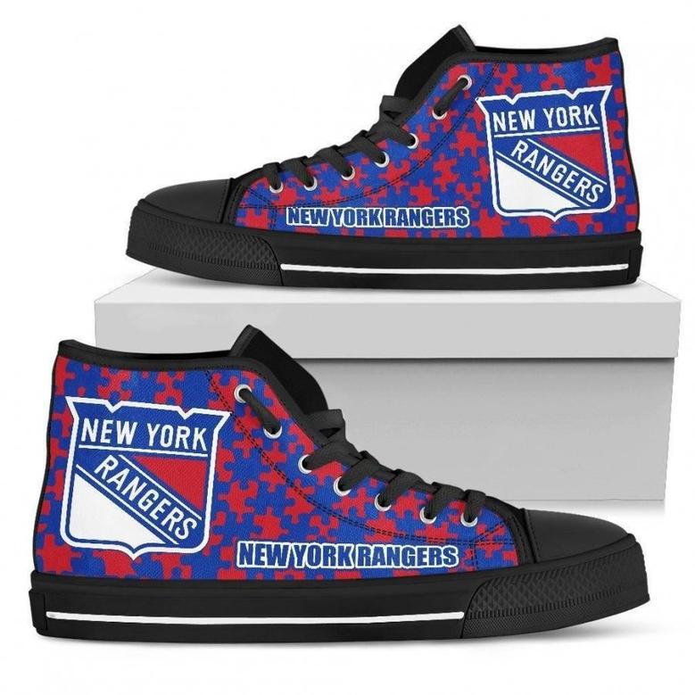 Puzzle Logo With New York Rangers High Top Shoes