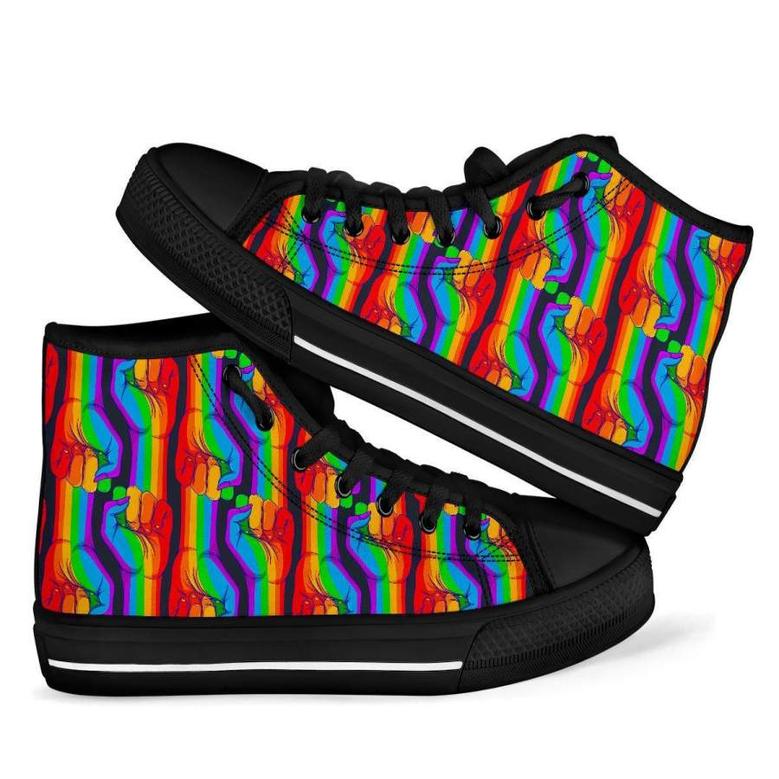 Rainbow Lgbt Patterm Print Men Women's High Top Shoes