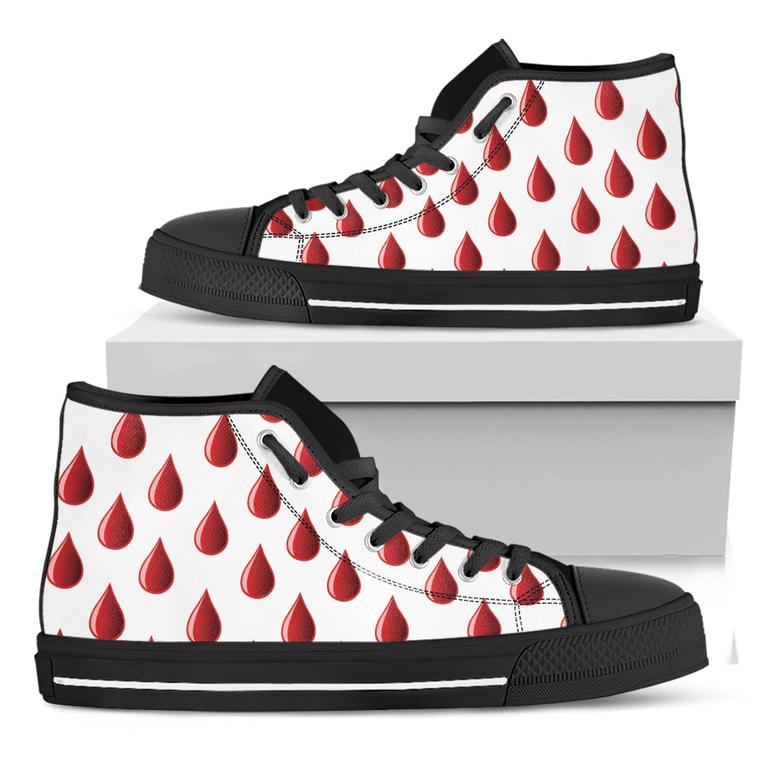 Red Blood Drop Pattern Print Black High Top Shoes