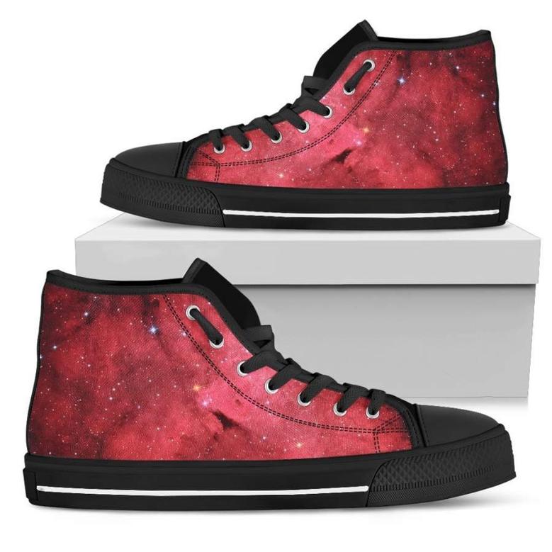 Red Galaxy Space Cloud Print Women's High Top Shoes