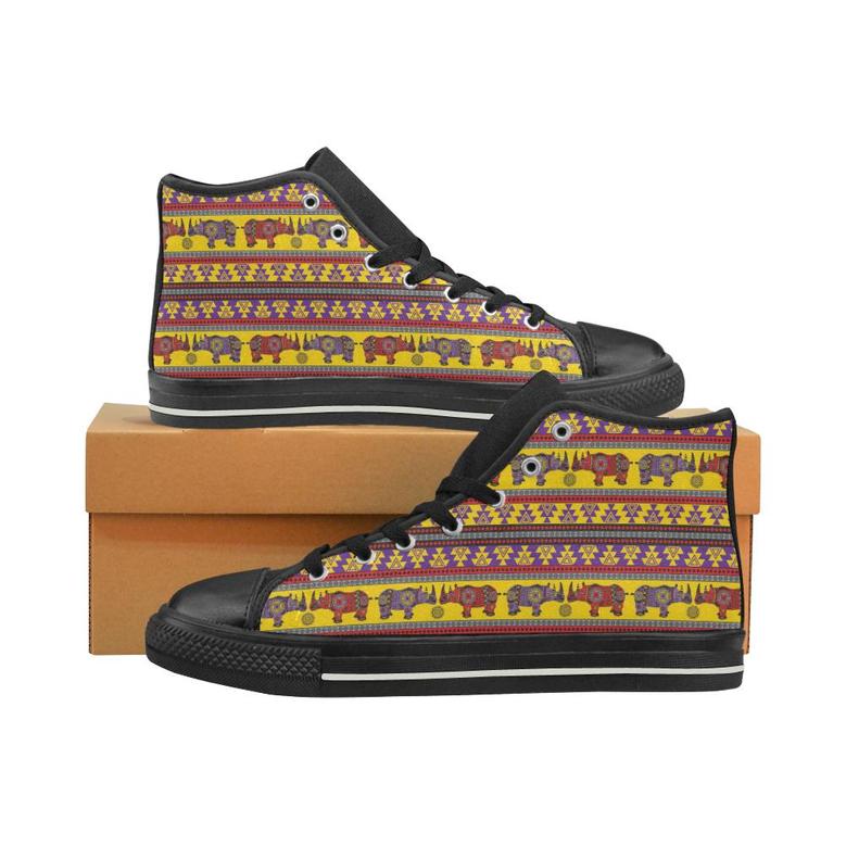 Rhino African Afro Dashiki Adinkra Kente Ethnic Mo Women's High Top Shoes Black