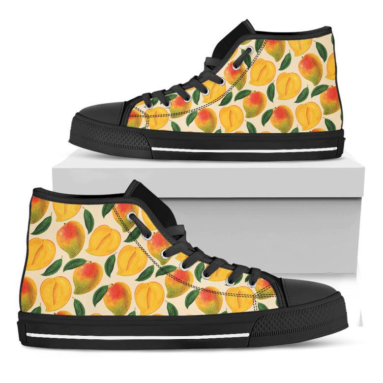 Ripe Mango Fruit Pattern Print Black High Top Shoes