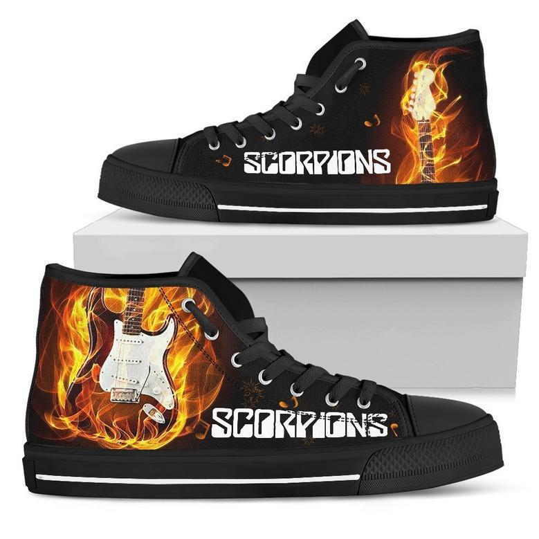 Scorpions Sneakers Fire Guitar High Top Shoes Idea For Gift