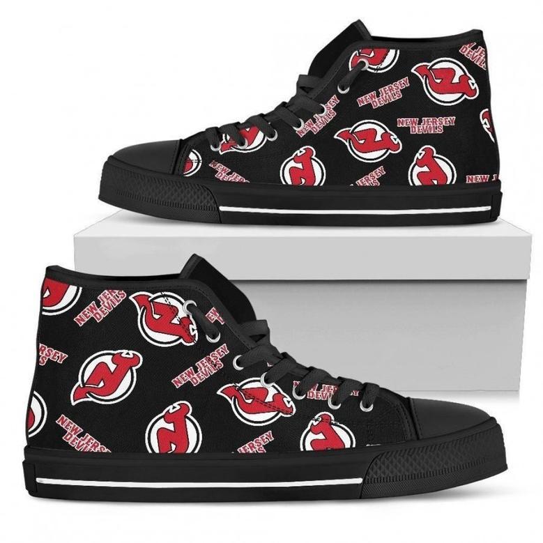 Script Logo Pattern New Jersey Devils High Top Shoes