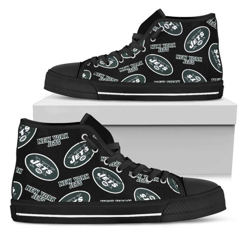 Script Logo Pattern New York Jets High Top Shoes