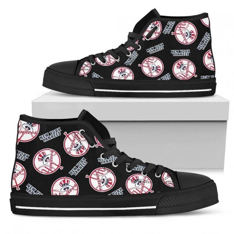 Script Logo Pattern New York Yankees High Top Shoes