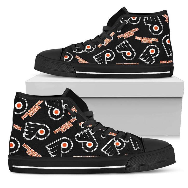 Script Logo Pattern Philadelphia Flyers High Top Shoes