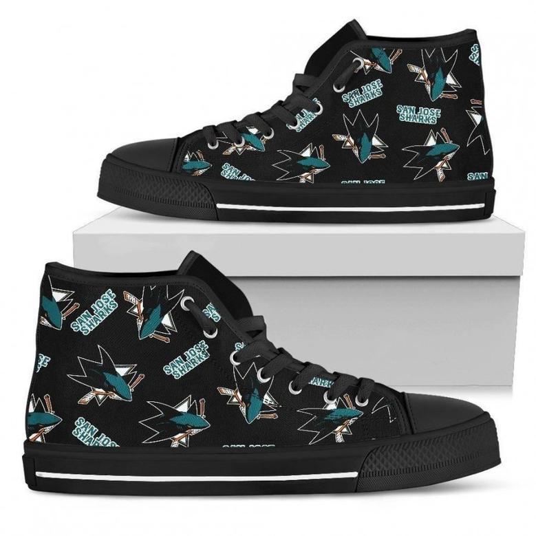 Script Logo Pattern San Jose Sharks High Top Shoes