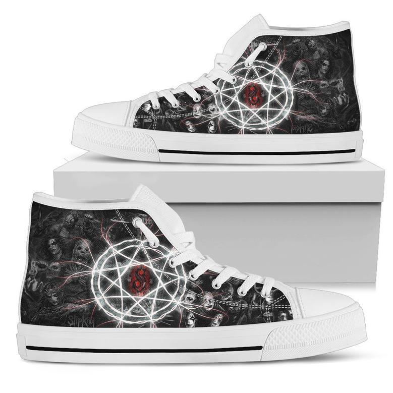 Slipknot Logo White Lover Shoes Gift For Fan High Top Shoes For Men And Women